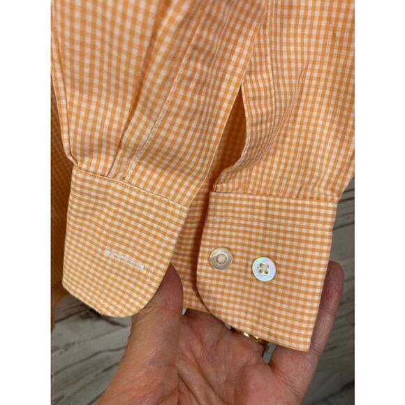 Men's Hartmarx Orange & White Gingham Button Down Shirt Size M - Picture 6 of 7